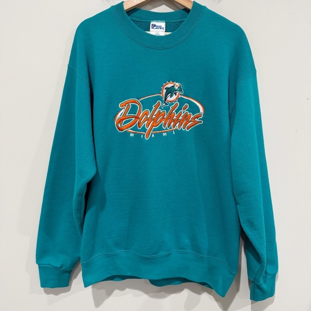 VTG 1997 PRO PLAYER Sweatshirt Miami Dolphins NFL Size L Crewneck Football USA